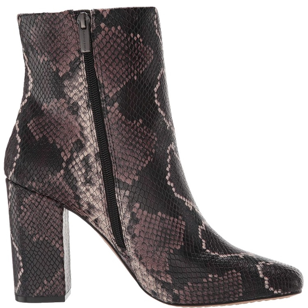 Vince Camuto Black and Brown Snake Print Ankle Boots